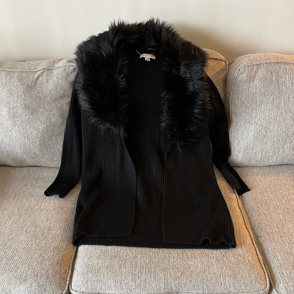 Black Michael Kors cardigan with fur